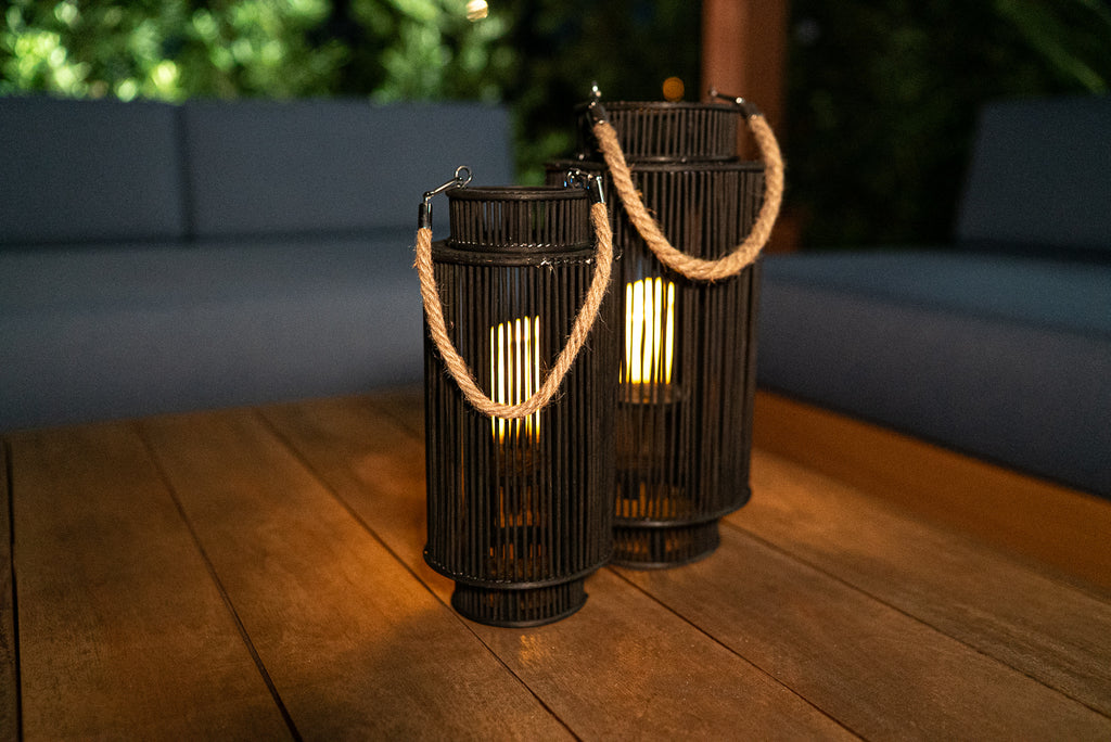 Black Rattan Lantern