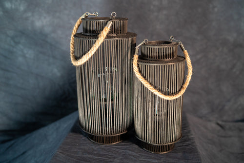 Black Rattan Lantern